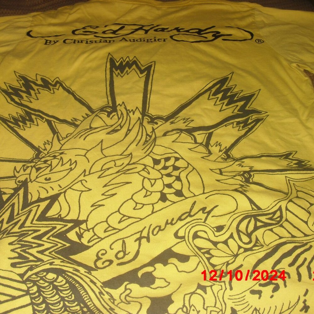 Ed Hardy T Shirt Mens Large, Chinese Dragon design, Yellows, Blues, Reds, Greens - Picture 10 of 16